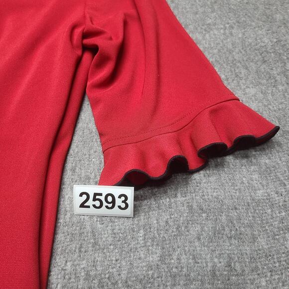 Express Dress Womens 11/12 Wrap A Line Ruffle Short Sleeve V Neck Midi Cocktail - Picture 9 of 9